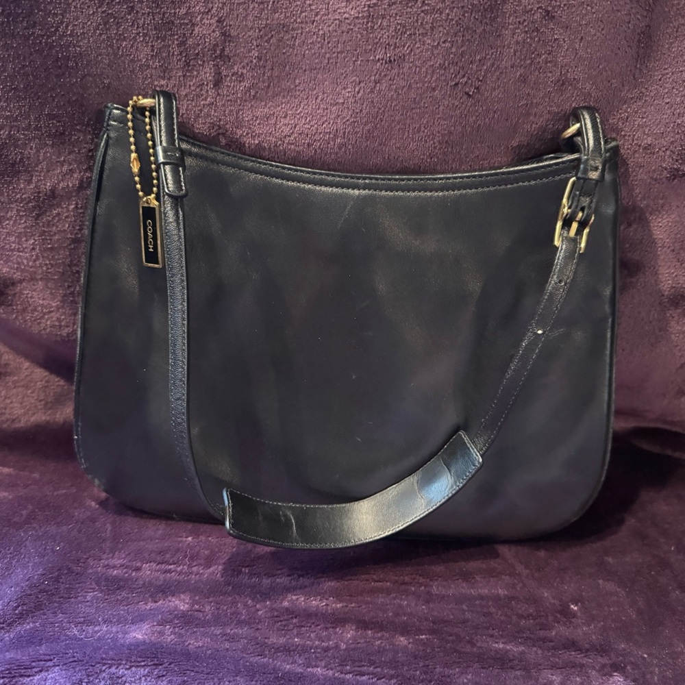 Coach Black Crescent Shoulder Bag with Silver Hardware